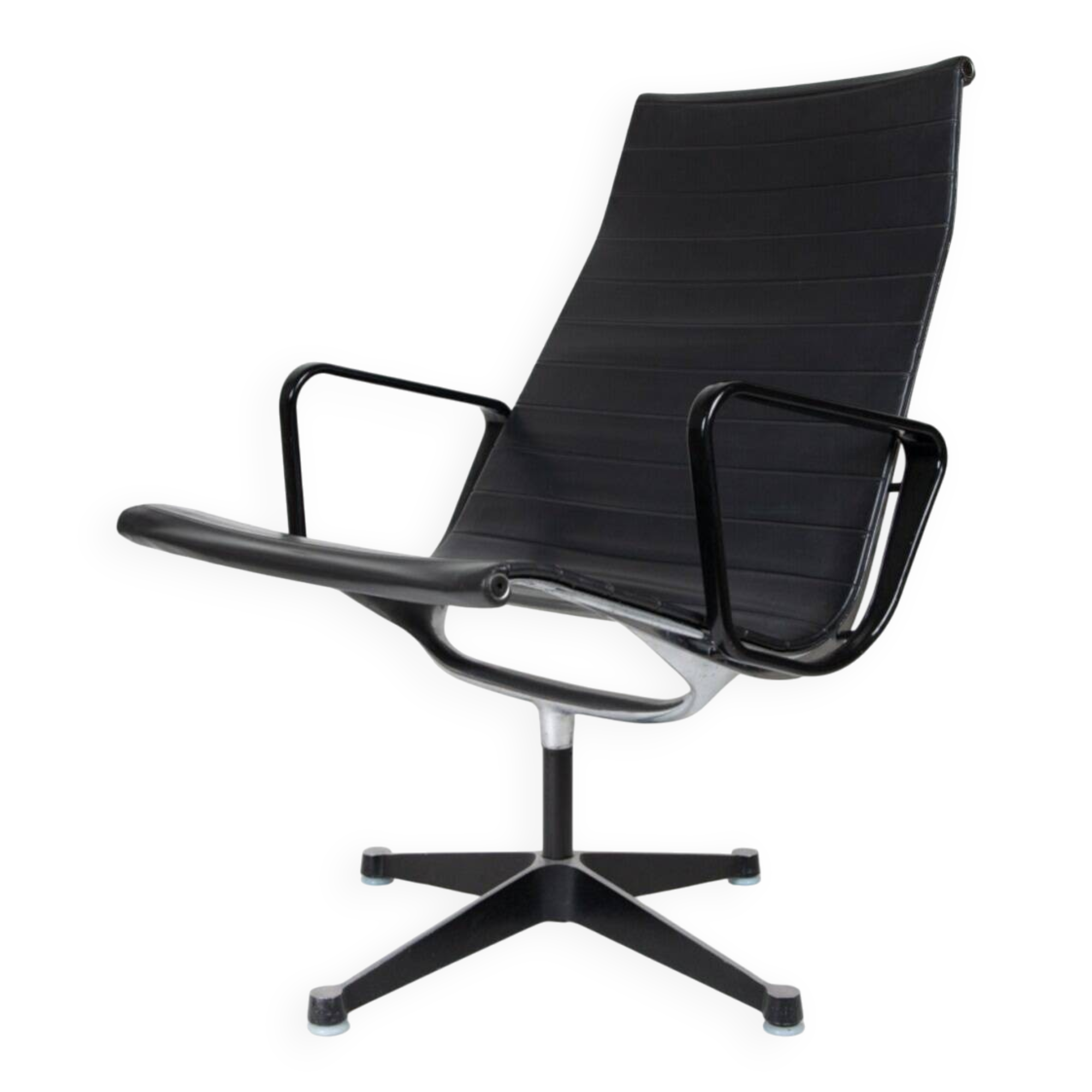 Fauteuil lounge Eames EA 116 « triple noir » très ancien par Herman Miller