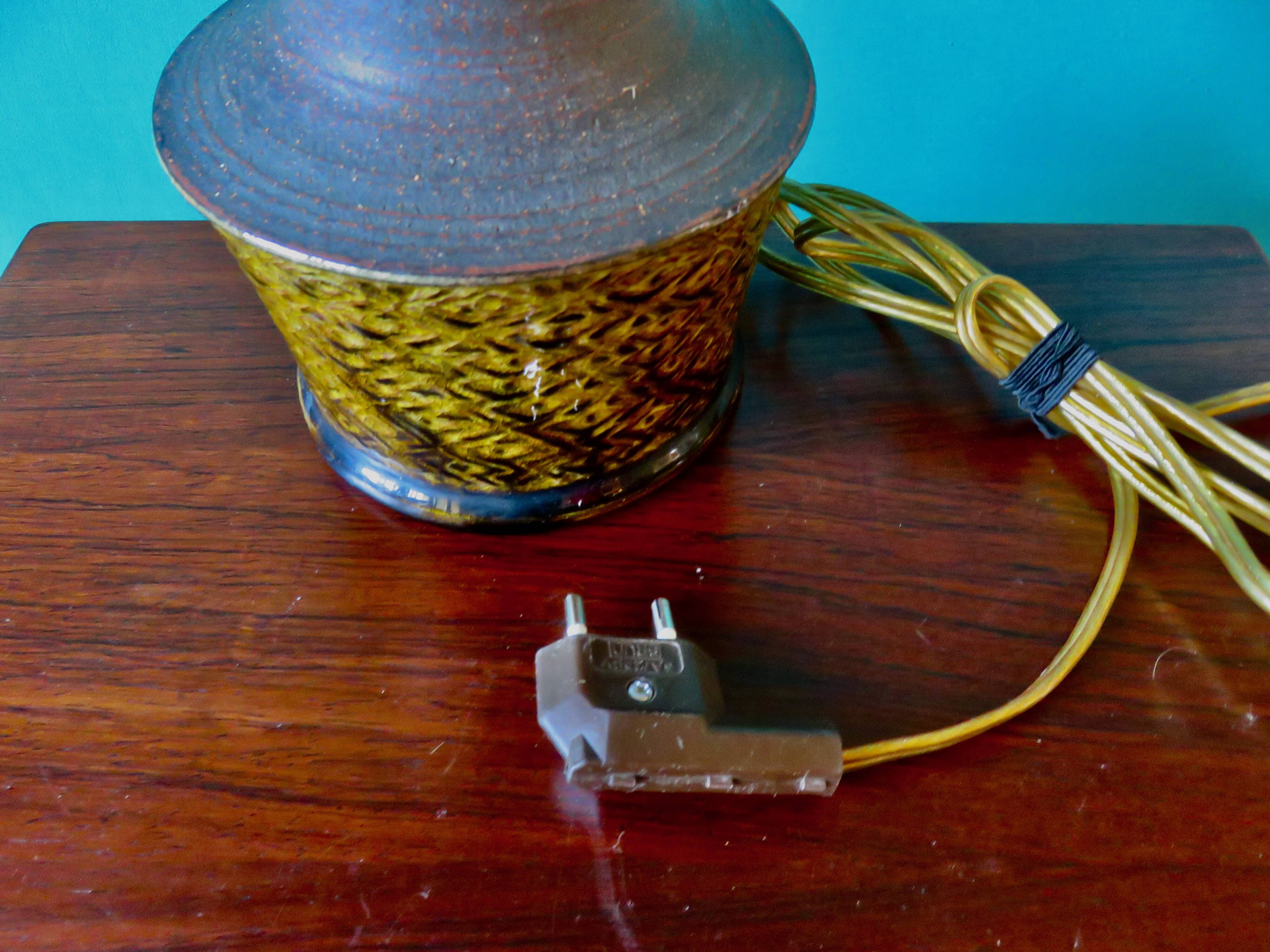 Bedside lamp in stoneware and ochre glaze. Nils Kahler, Denmark, 1965