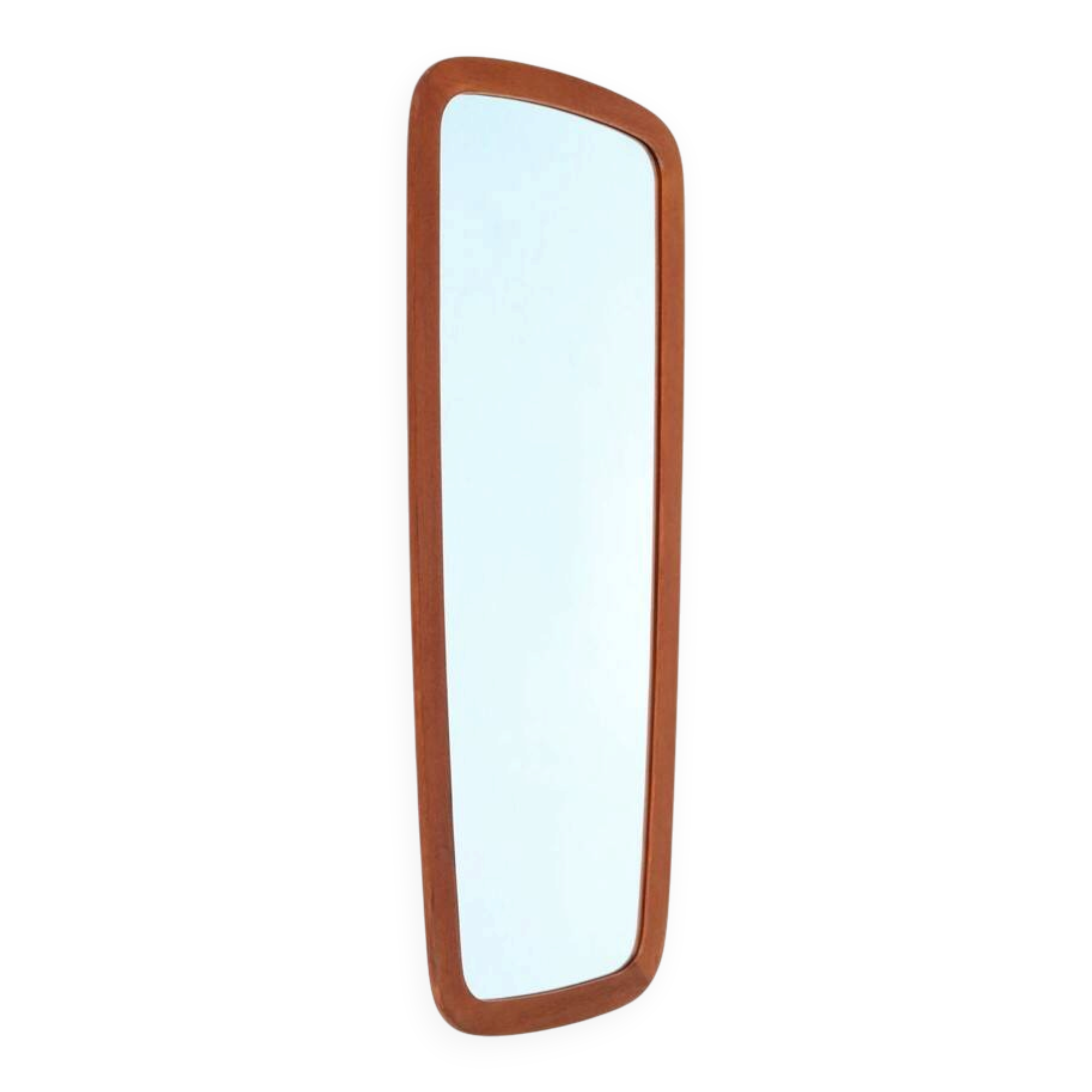 Big fully restored teak wall mirror / Mid-century Danish modern design / 1960s
