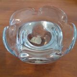 Candle holder or empty pocket in the shape of a crystal flower signed Daum