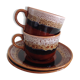 Two cups with saucers decor Hawai des Faienceries de Sarreguemines vintage 60s-70s