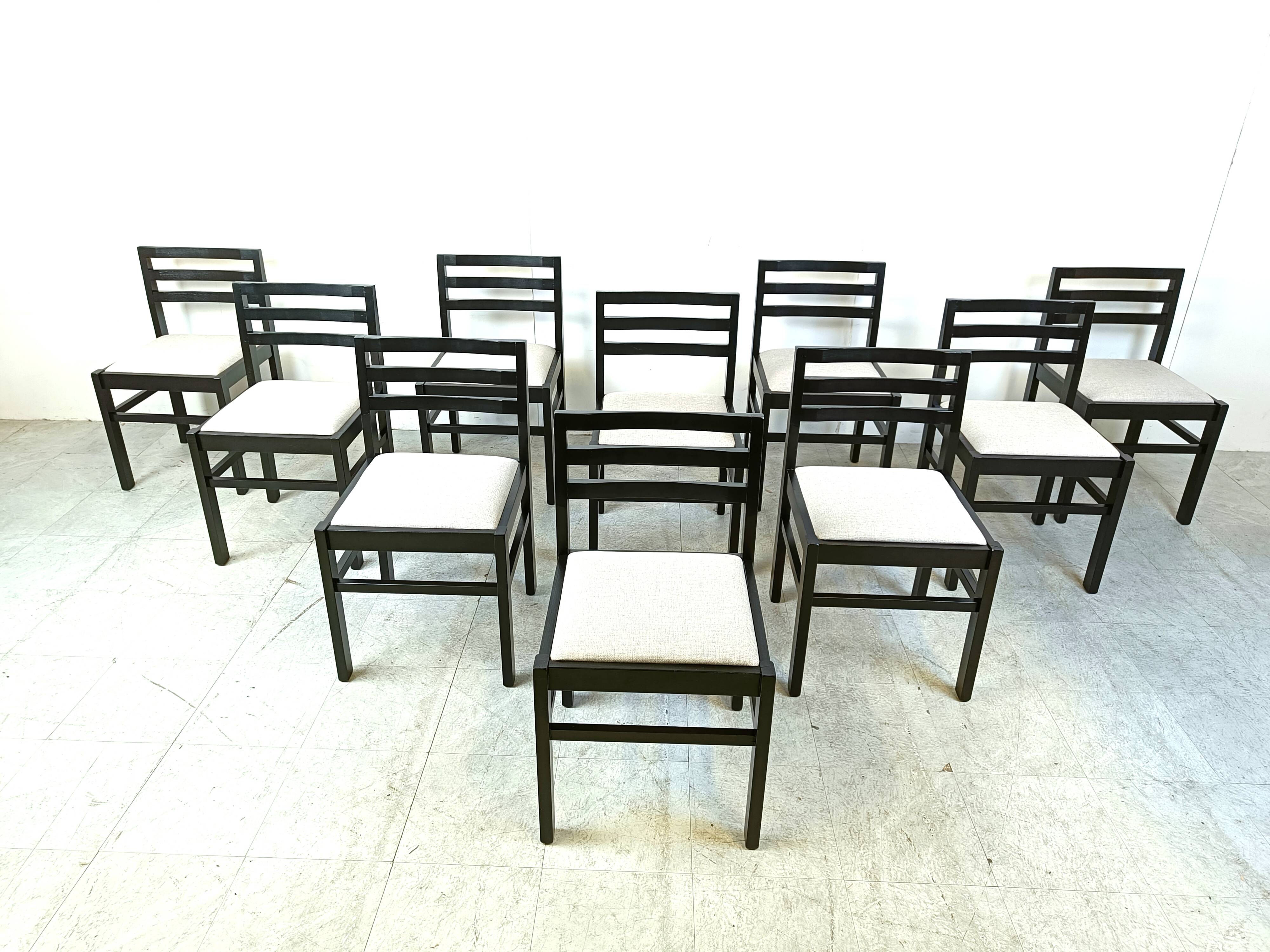 Vintage brutalist dining chairs, set of 10 - 1970s
