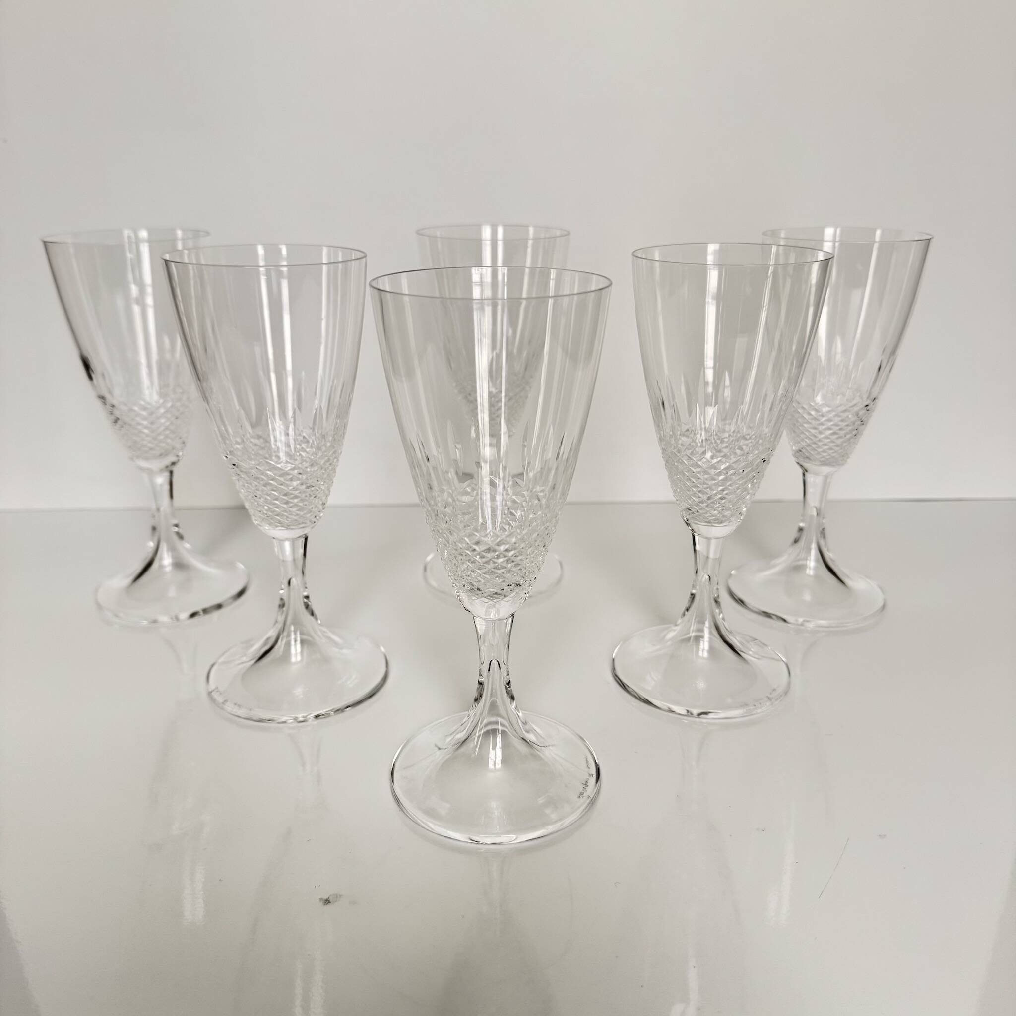 6 Crystal Water Glasses by Lalique | "Chinon" Model from the 1960s