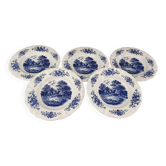 Set of 5 Sarreguemines Romantic blue soup plates