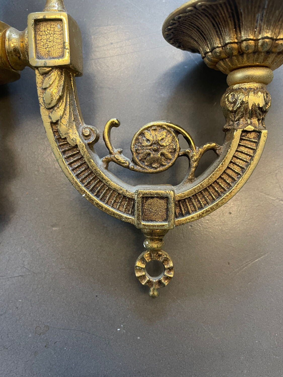 Pair of Art Deco gilt bronze wall sconces