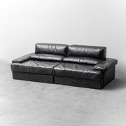 Divano modulare in pelle nera cinova anni ’70 modernariato