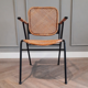 1950s chair in black metal and braided rattan