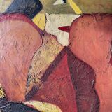 Large figurative oil painting from the 90s – Post-Cubist composition – French artist