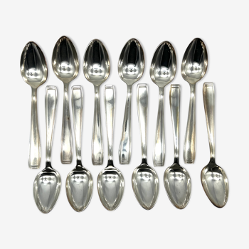 Ercuis 12 spoons soup model carthage silver metal art deco in a case