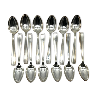 Ercuis 12 spoons soup model carthage silver metal art deco in a case