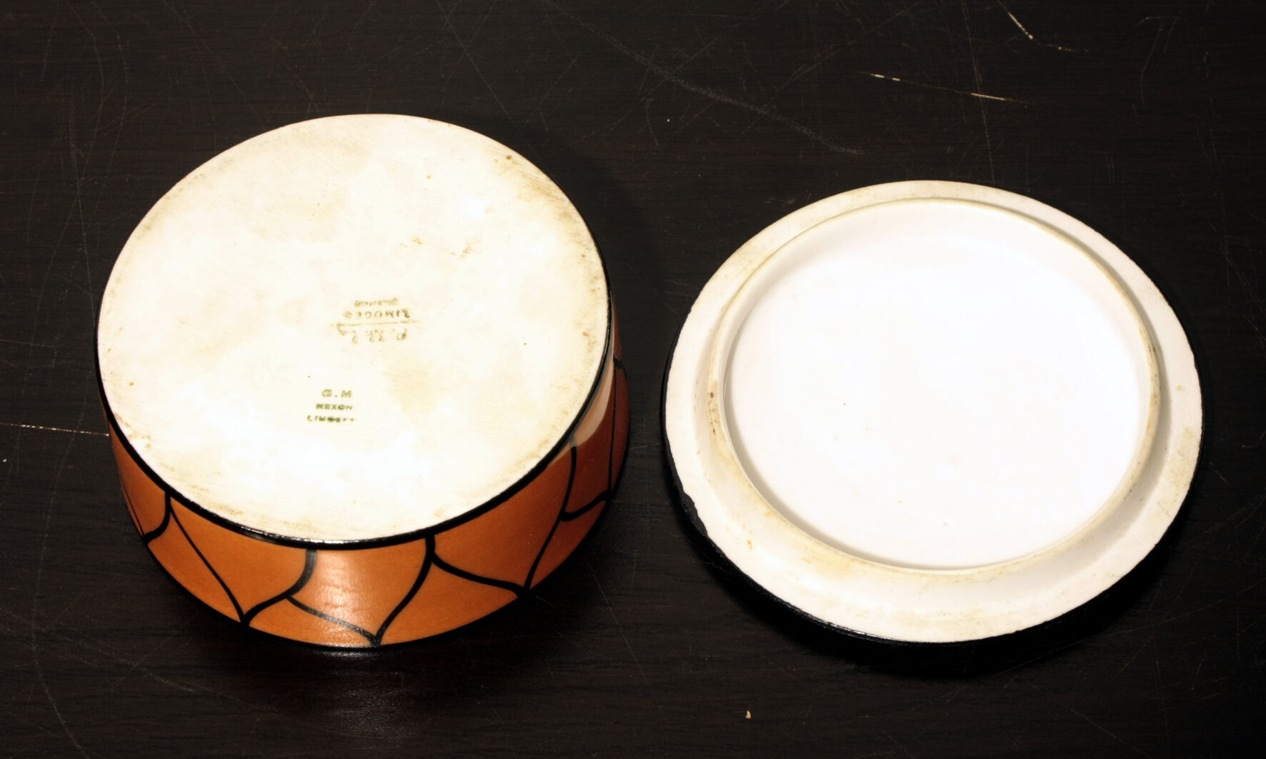 Painted Limoges porcelain candy box by G. M