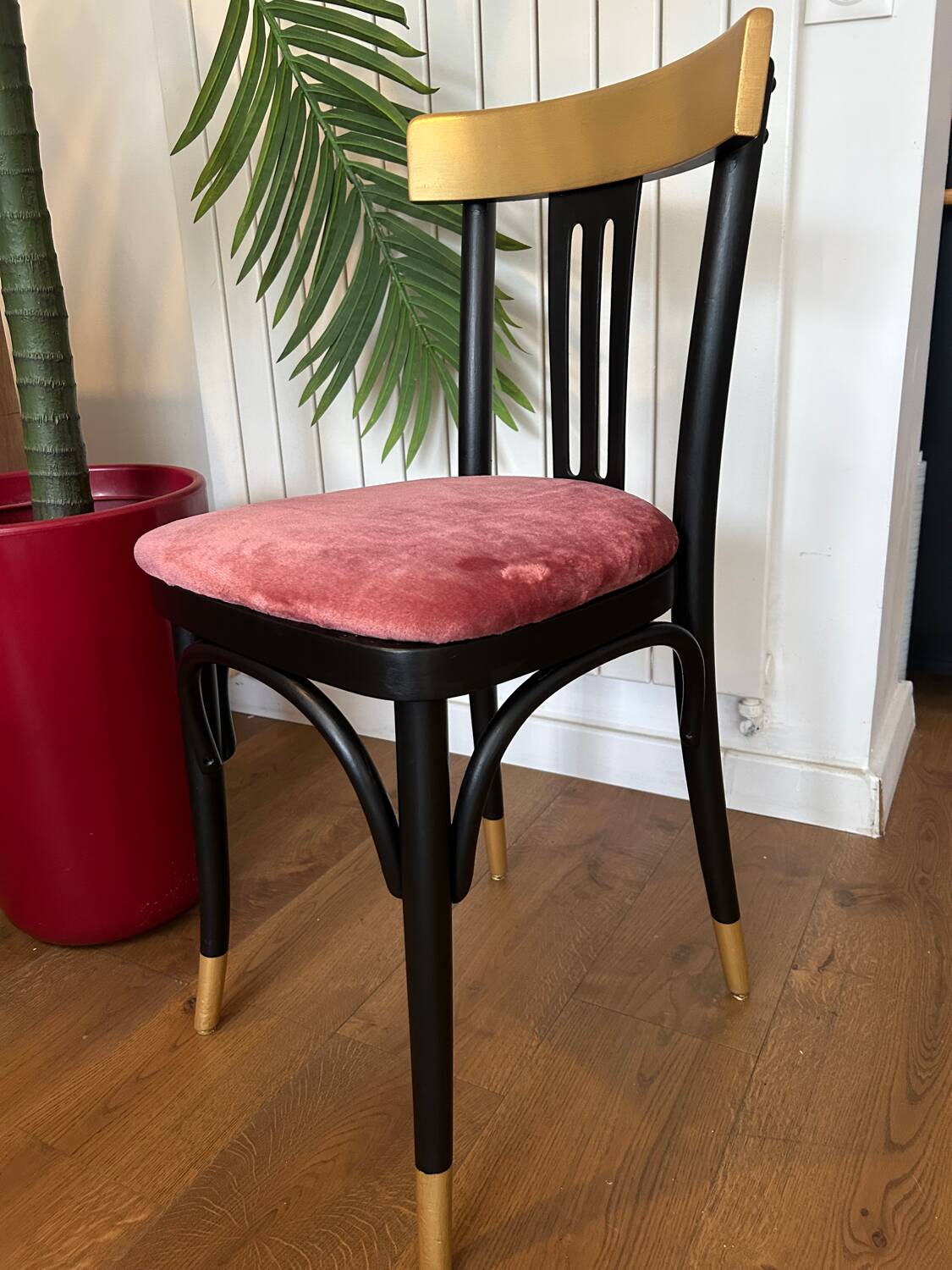 Redesigned powder pink bistro chair