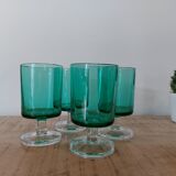 Set of 4 green vintage walking glasses