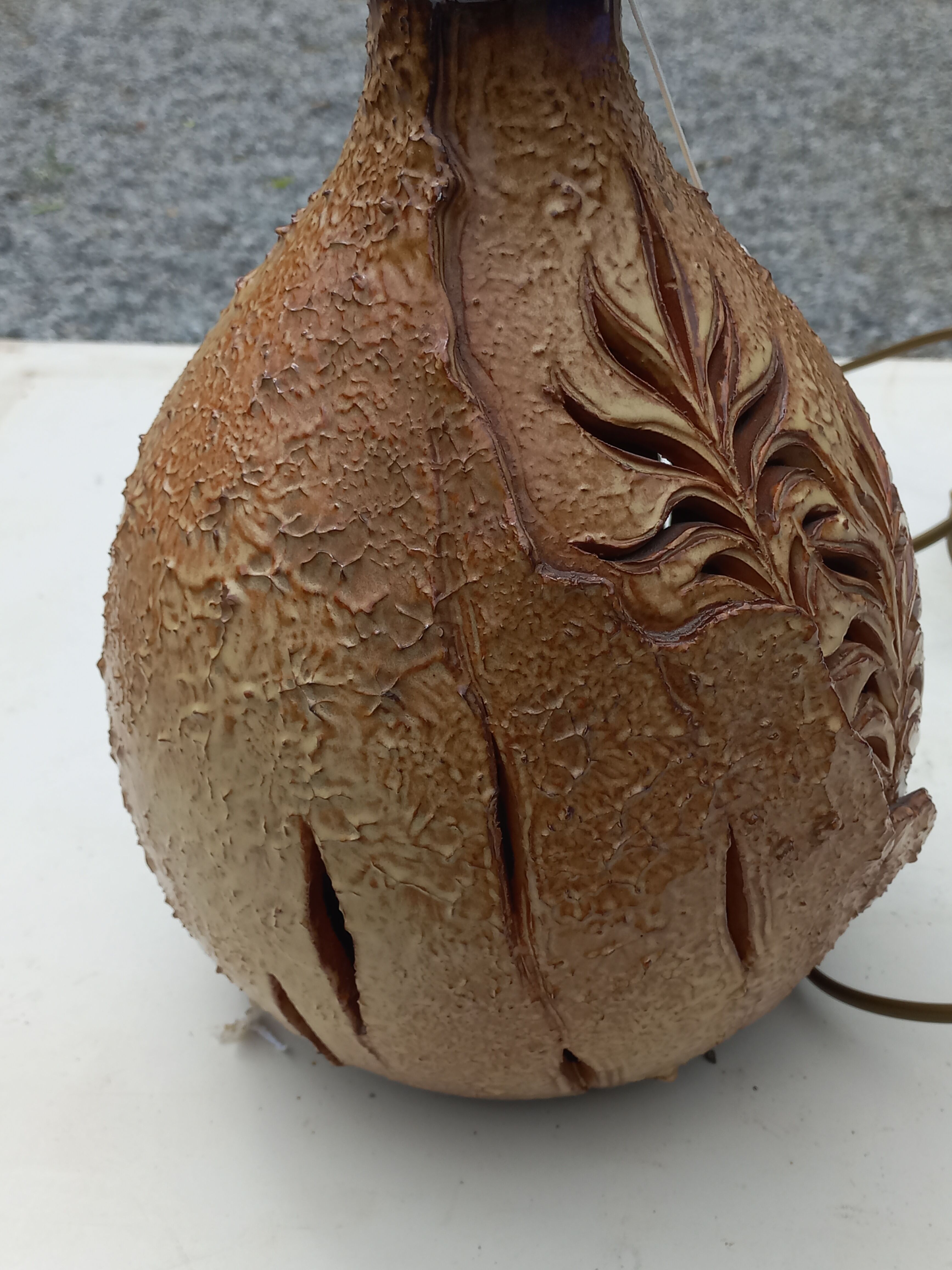 Ceramic lamp by Vallauris Fonck and Matéo lampshade of origin