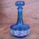 Deep Caribbean blue vintage glass carafe made in Belgium.