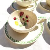 Tasses et sous tasse peint à la main de fleurs ancienne
