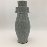 Vase gris forme HU céramique craquelée Chine