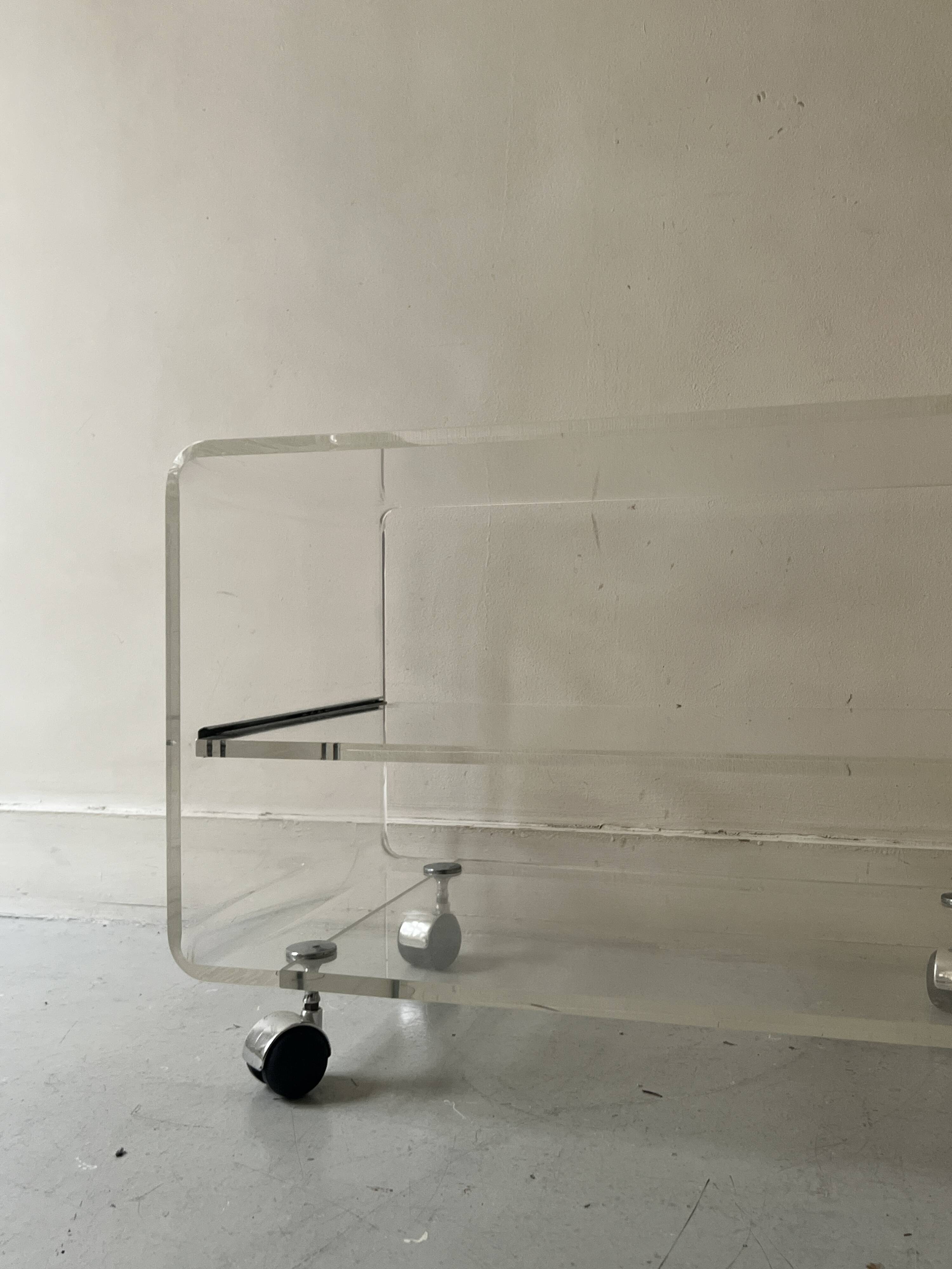 Hi-fi TV unit - coffee table in plexiglass by D. Lange, Roche Bobois 1970