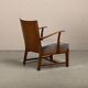 Fritz Hansen Armchair in stained beech wood and warm Grey Mohair, 1940s