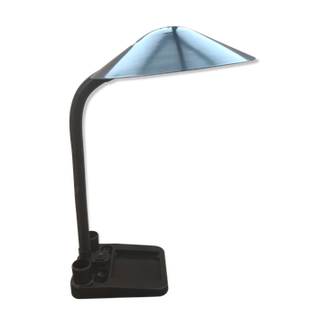 Lampe de bureau rangement aluminor métal + bras flexible noir années 80 vintage