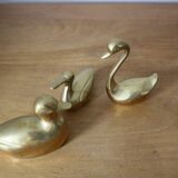 Set of 2 ducks and 1 brass swan