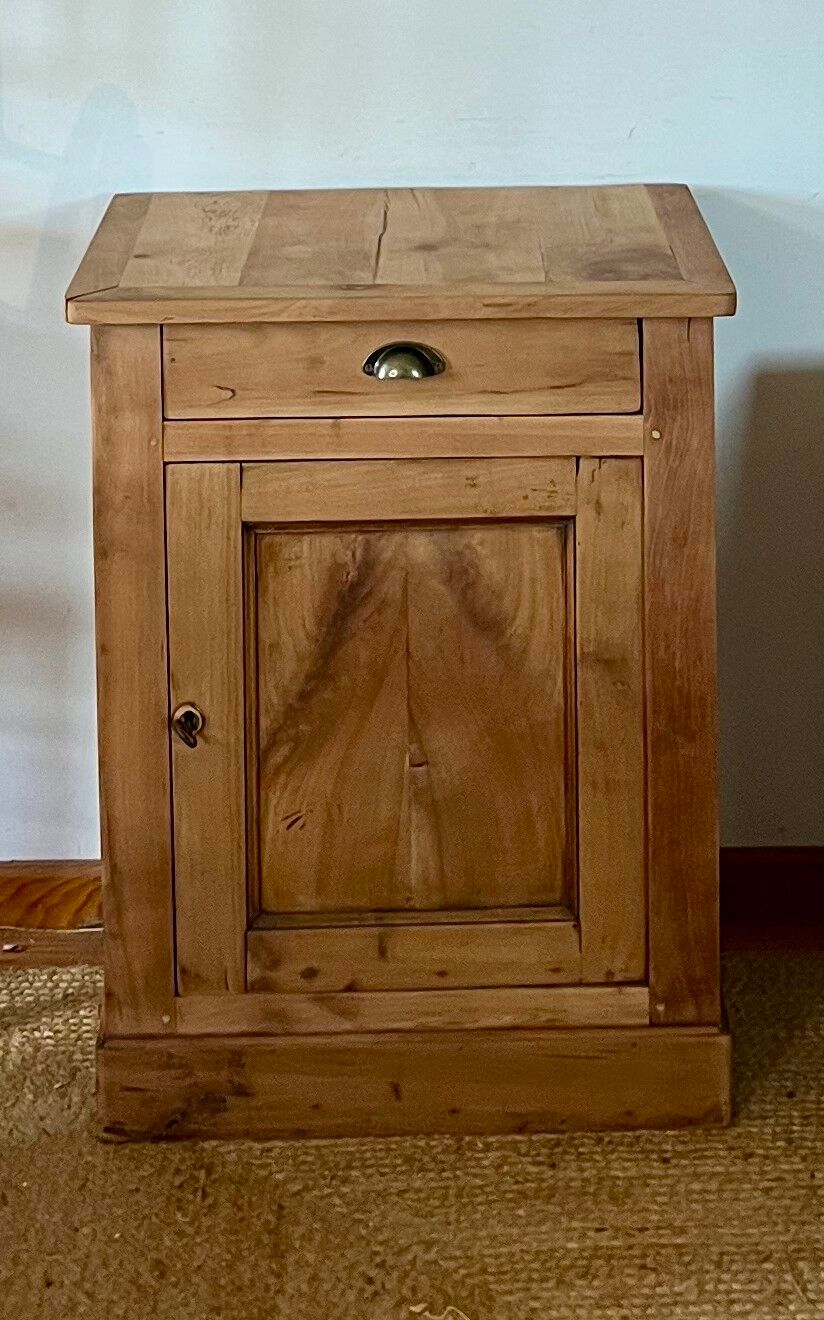 Buffet with 1 door and 1 drawer, renovated antique - solid wood jam cabinet in raw finish.
