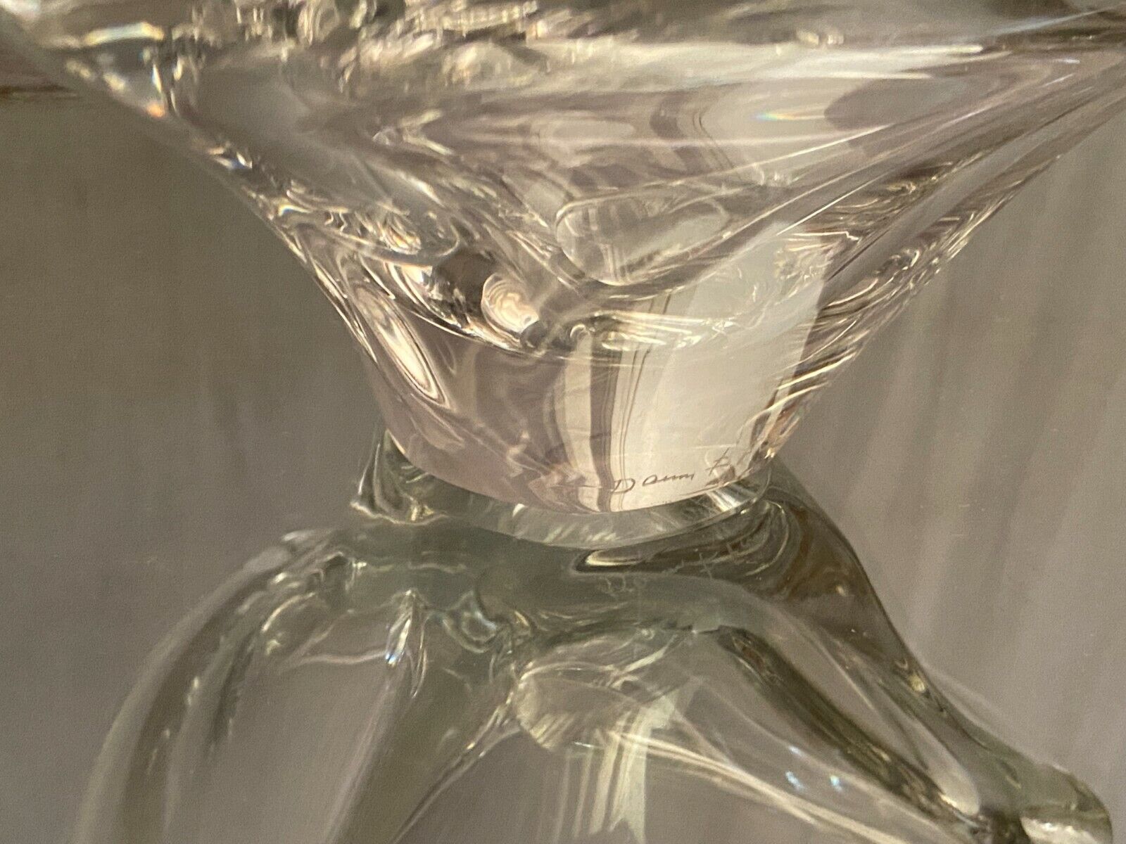 Mortar with crystal pestle signed daum