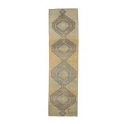 1970s Turkish Oushak handmade beige runner rug 92x344