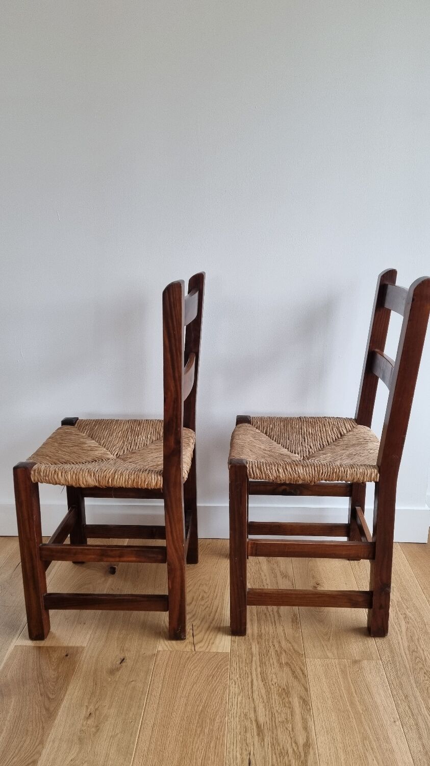 Pair vintage straw chairs