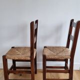Pair vintage straw chairs