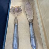 Couvert de service à poisson, argent fourré, métal doré, France