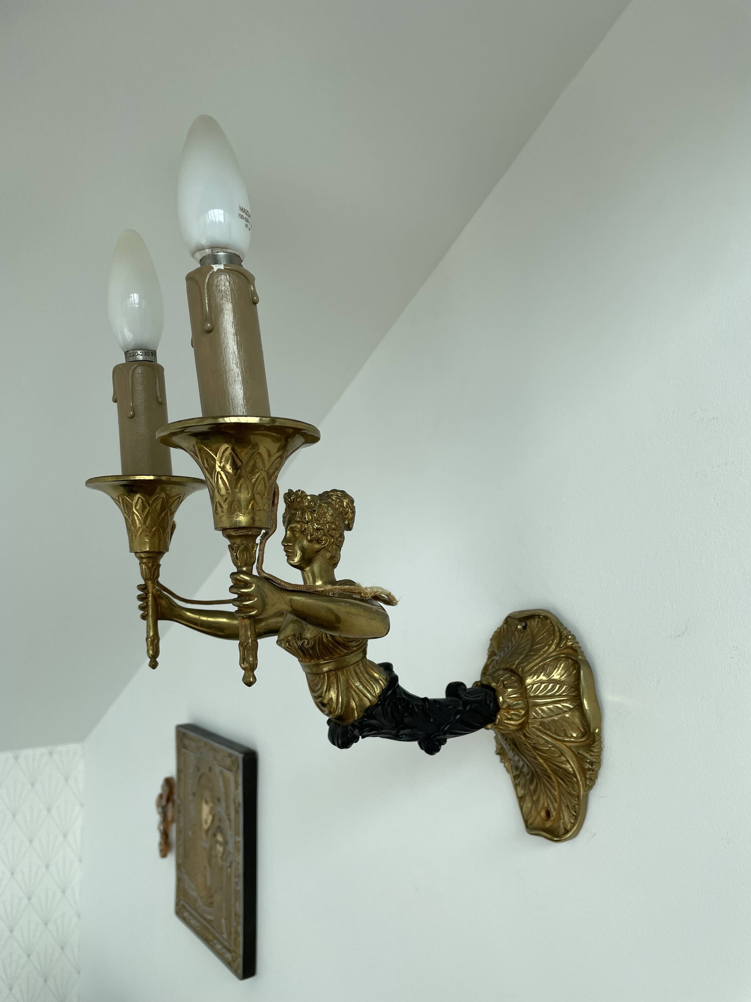 Wall lamp - patinated bronze - renowned décor - Empire style