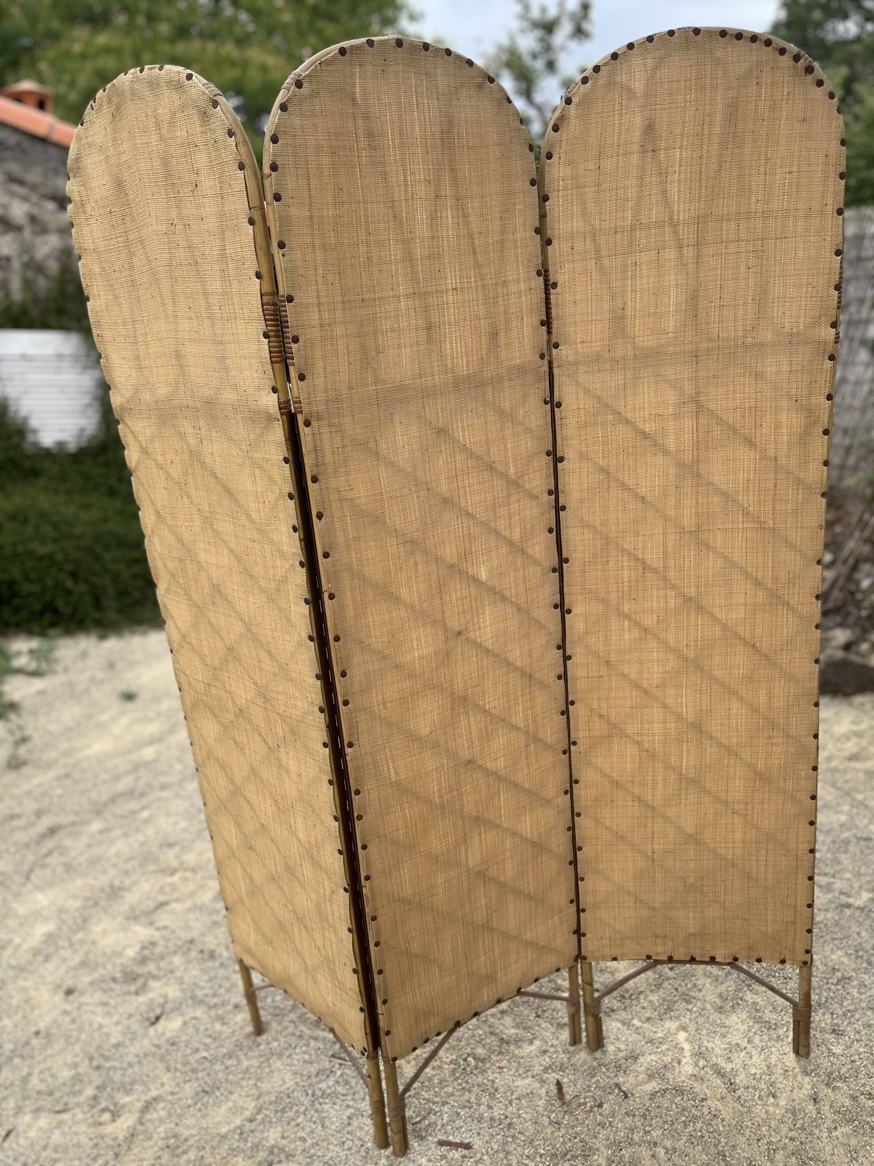 Rattan and bamboo screen