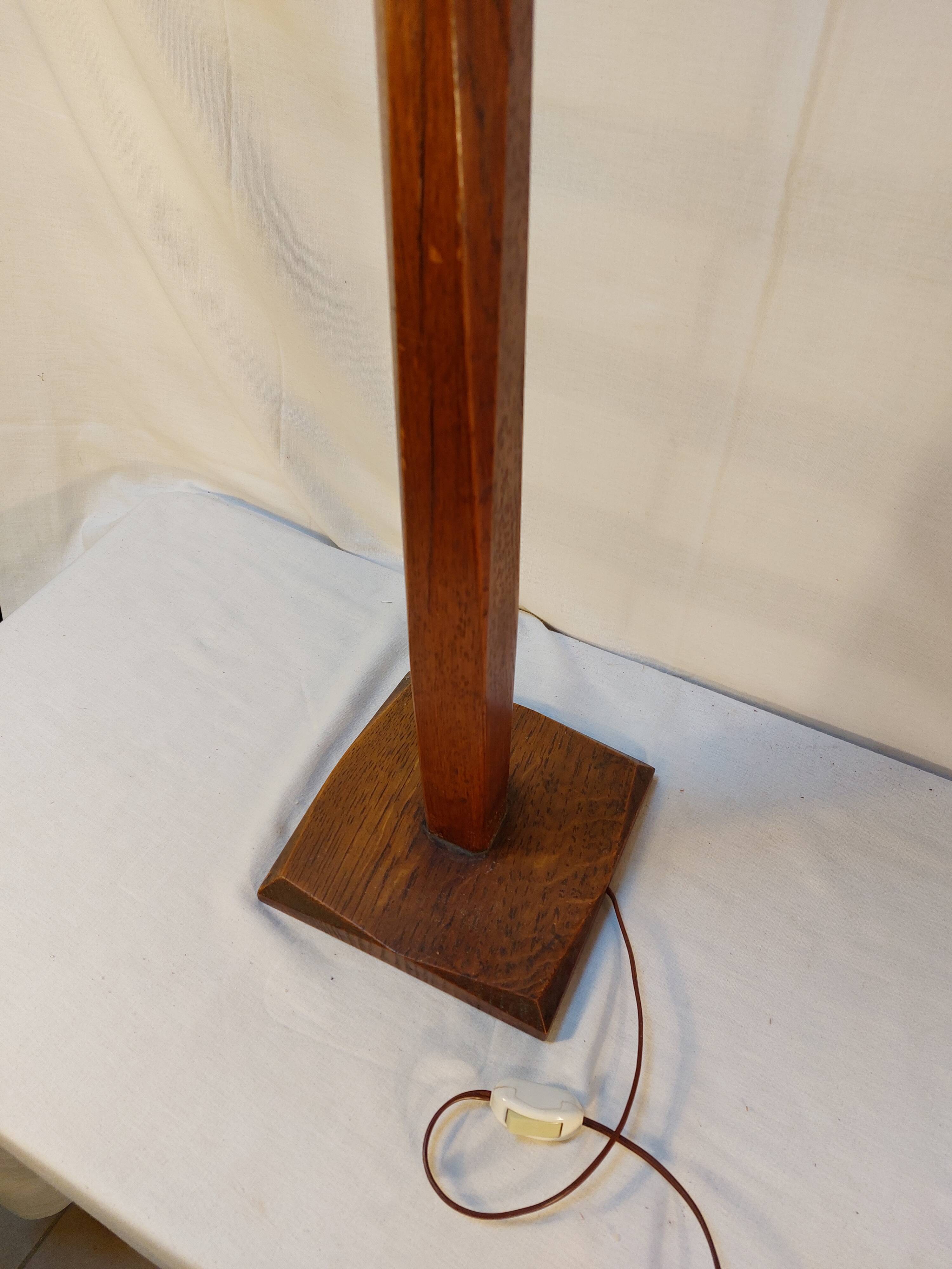 Old Art Deco table lamp 70 cm Mazda style in solid wood