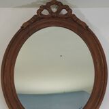 Antique oval mirror in carved wood – Louis XVI style, ribbon bow decoration, mid