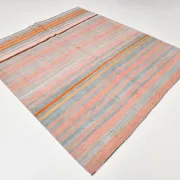 Dusty Pink Vintage Kilim Rug, Turkish Striped Bohemian Bedroom Decor 6x7