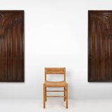 Pair large carved Portuguese oak wall panels, ca. 1850