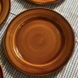 7 Saint Clément flat plates in brown earthenware