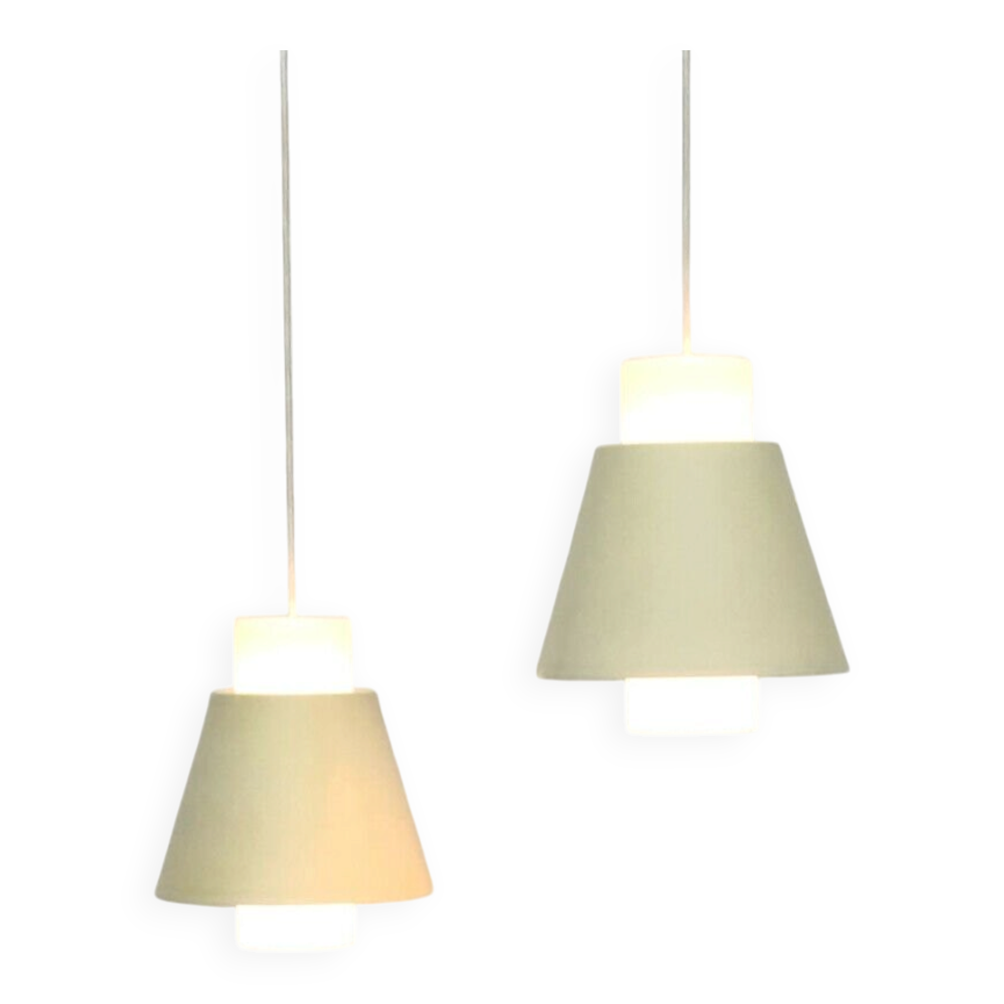 Glass and metal suspensions from the Mid-Century period, set of 2.