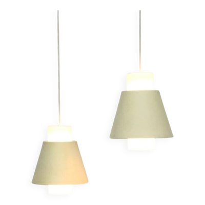 Suspensions en verre et métal époque Milieu du Siècle, lot de 2