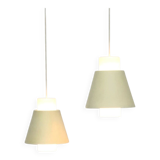 Glass and metal suspensions from the Mid-Century period, set of 2.