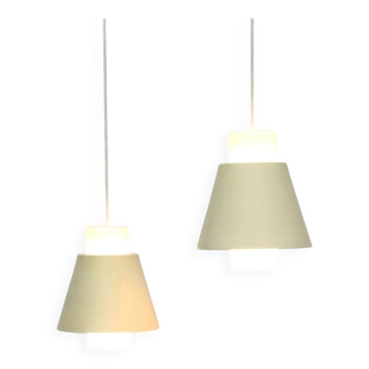 Glass and metal suspensions from the Mid-Century period, set of 2.