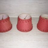3 lampshades in jute and red braid + 1 vintage carcass