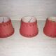 3 lampshades in jute and red braid + 1 vintage carcass