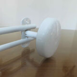 Wall coat rack in white lacquered metal 2 hooks 70s