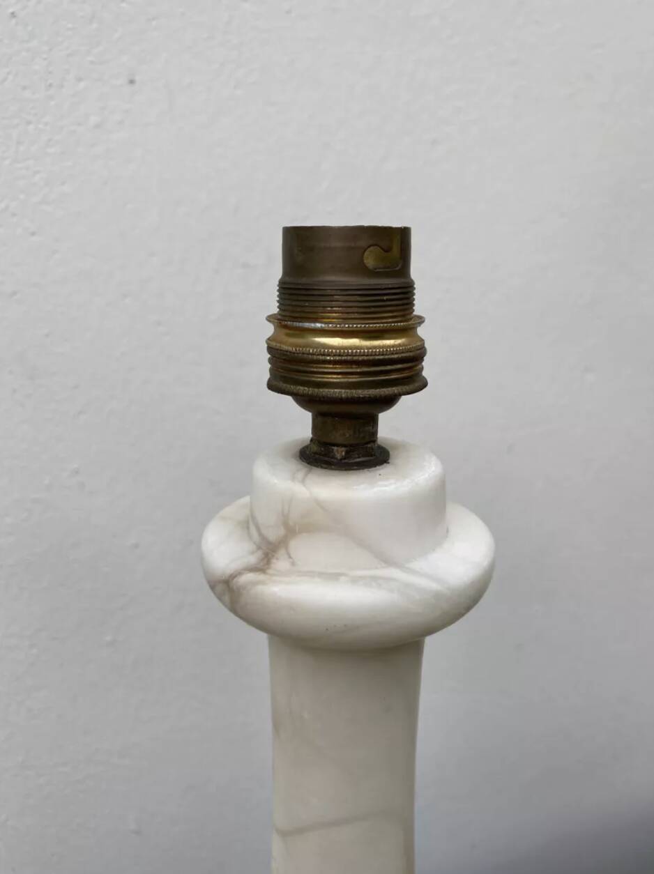 White and gray marble lamp base