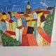 Oil painting - Colourful view of the rooftops of the village of Saint-Tropez