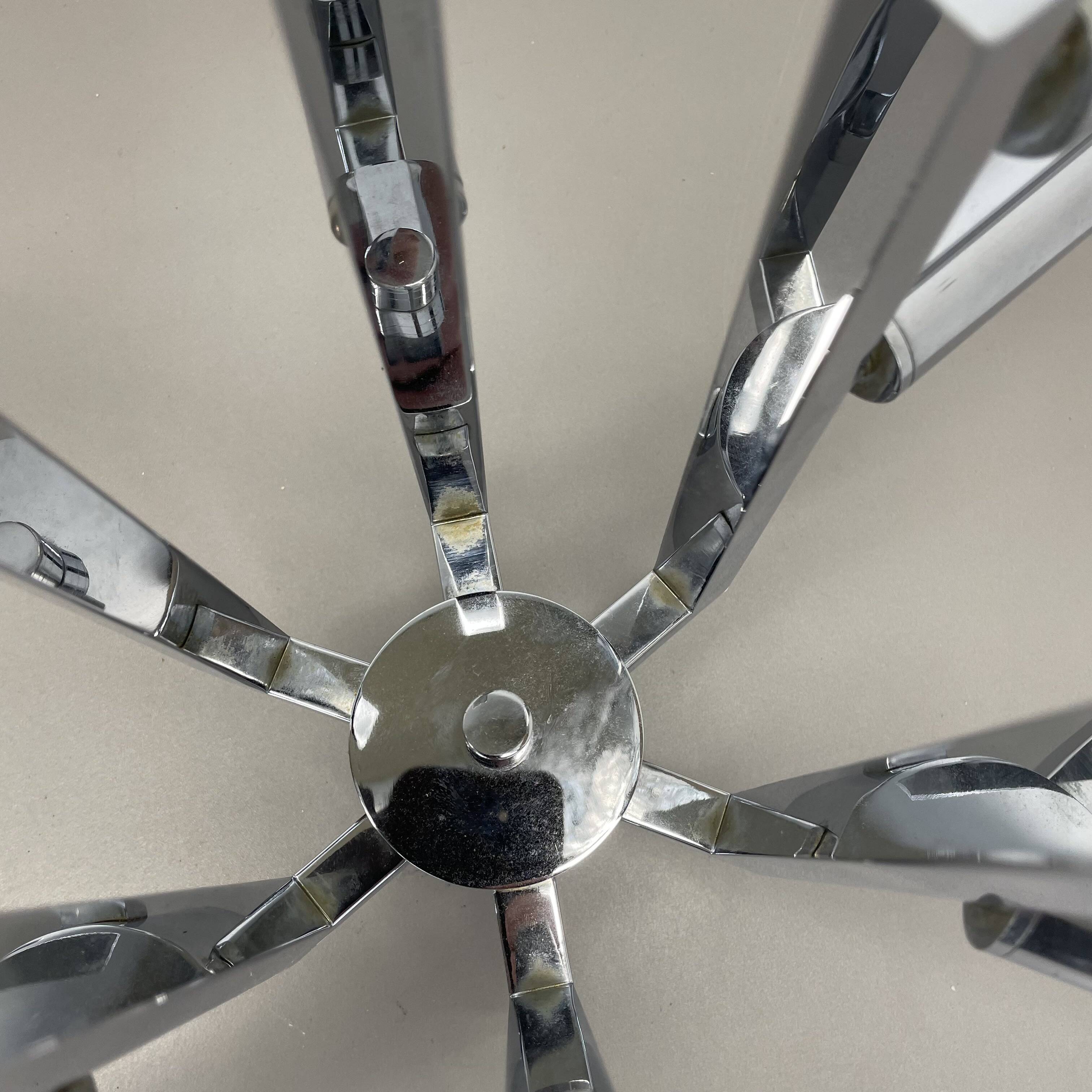 Modernist Huge chromed SPUTNIK Sciolari Style Ceiling Light, Italy, 1970s