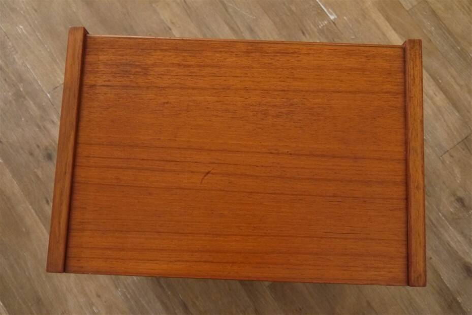 Modernist bedside table in teak