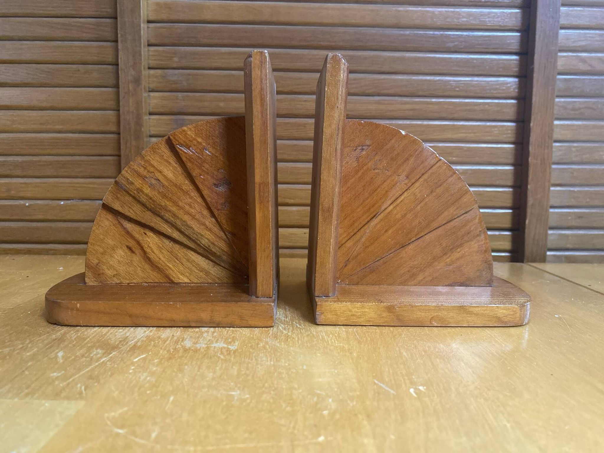 Pair of Vintage Art Deco Wooden Bookends Made in France #E068